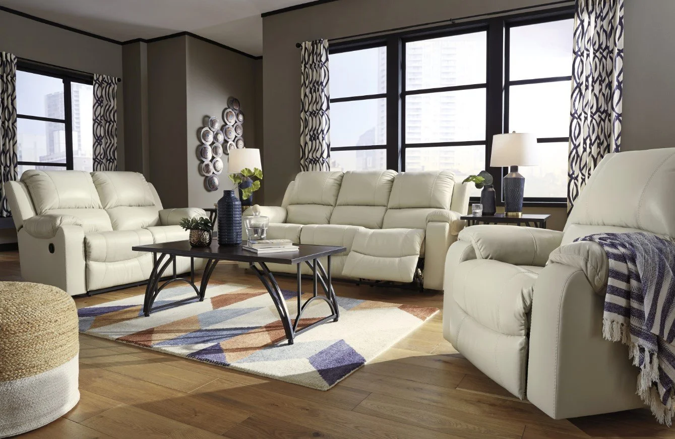 Rackingburg cream reclining living room set deals